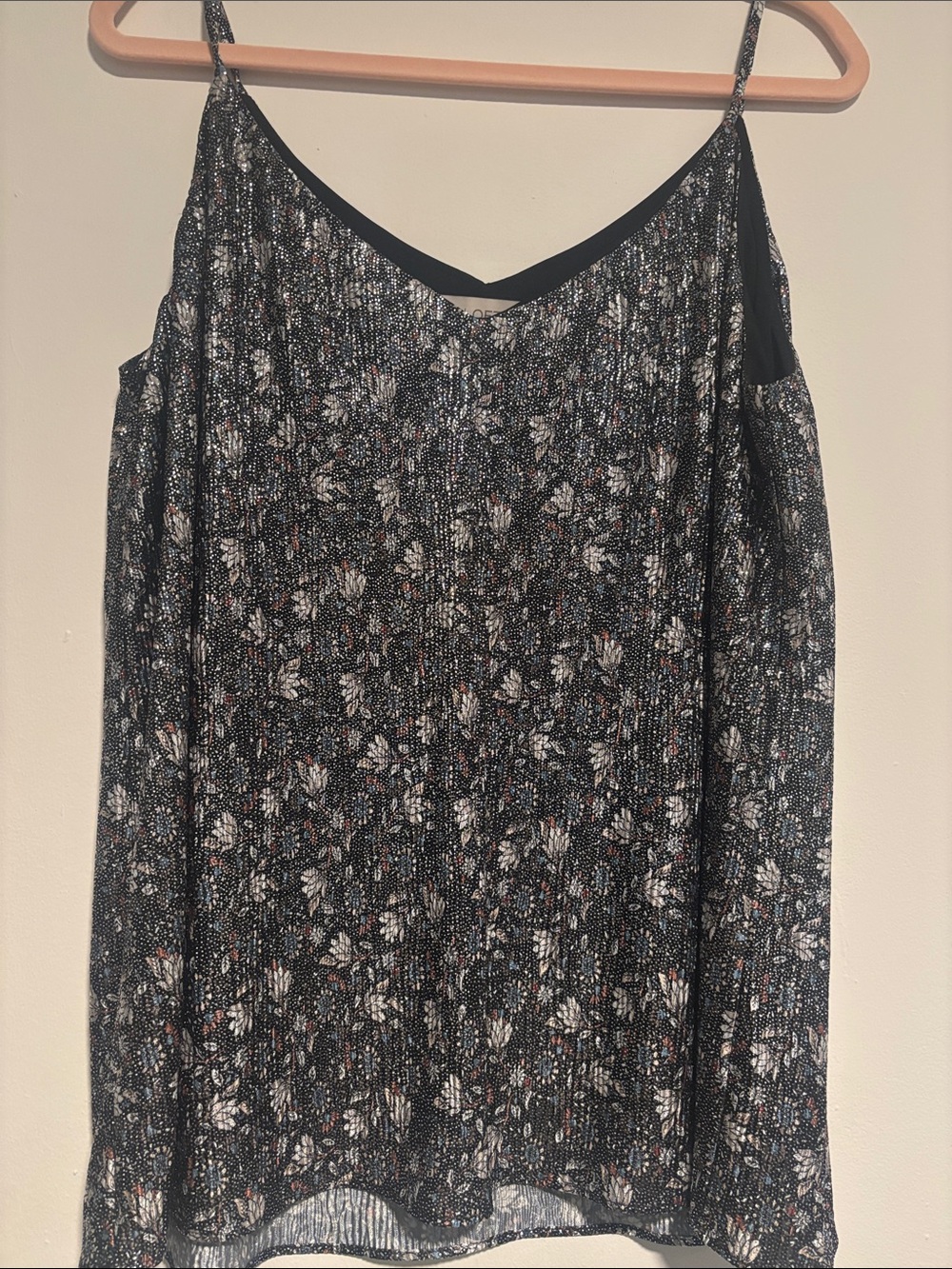 LOFT Black Floral Cold-Shoulder V-Neck Camisole